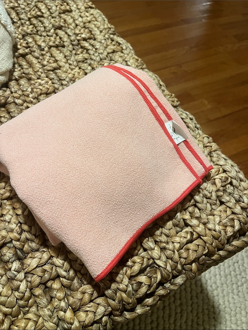 Soft Pink Yoga Mat Cover w Coral Trim